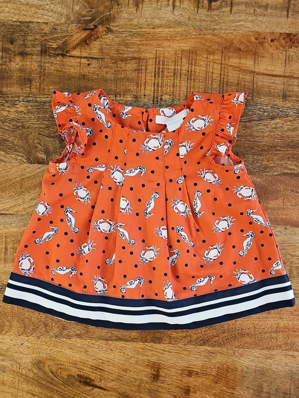 Janie and Jack Coral Crab & Seahorse Nautical Top 12-18M